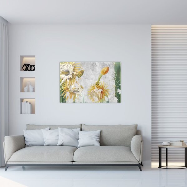 Tablou - Cactuși înfloriți, vintage (90x60 cm)