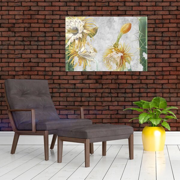 Tablou - Cactuși înfloriți, vintage (90x60 cm)