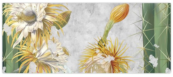Tablou - Cactuși înfloriți, vintage (120x50 cm)