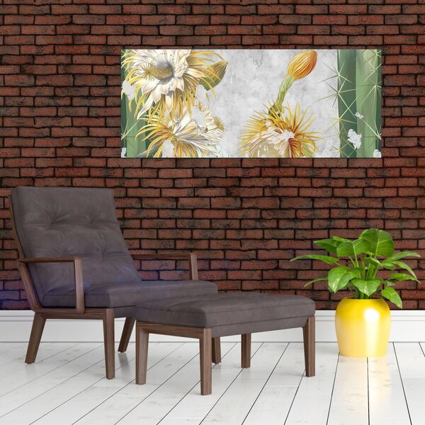 Tablou - Cactuși înfloriți, vintage (120x50 cm)