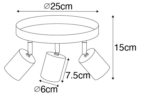 Plafoniera moderna neagra ajustabila rotunda cu 3 lumini - Java