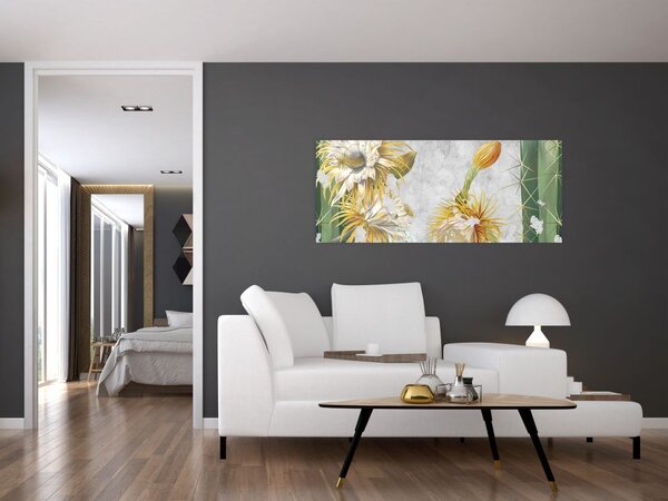 Tablou - Cactuși înfloriți, vintage (120x50 cm)