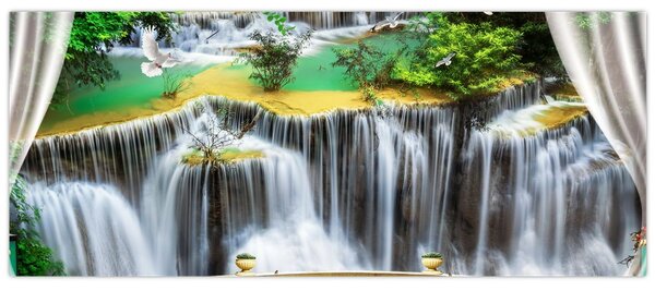 Tablou - Privire la cascade magice (120x50 cm)