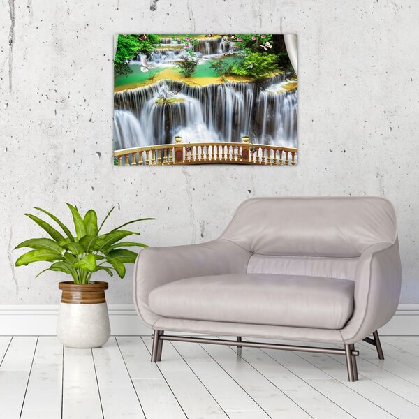 Tablou - Privire la cascade magice (70x50 cm)
