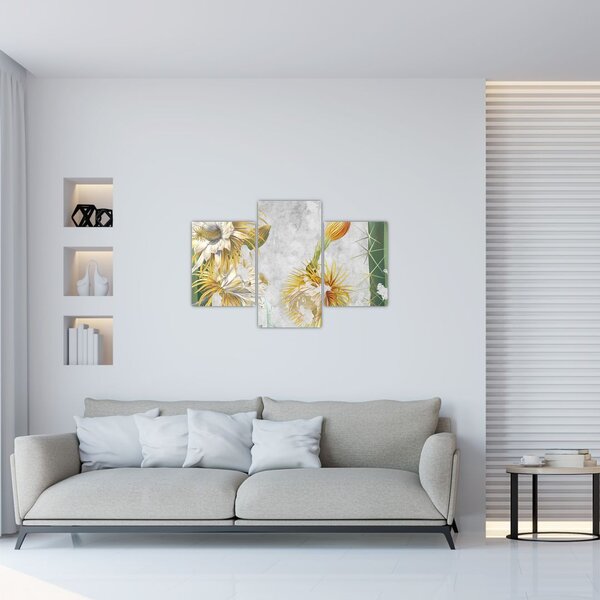 Tablou - Cactuși înfloriți, vintage (90x60 cm)