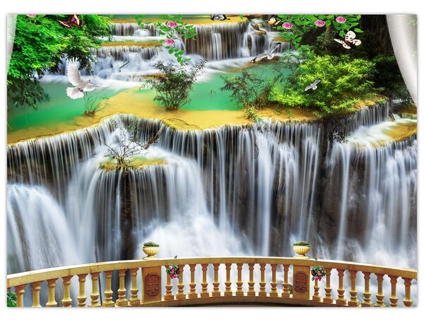Tablou - Privire la cascade magice (70x50 cm)