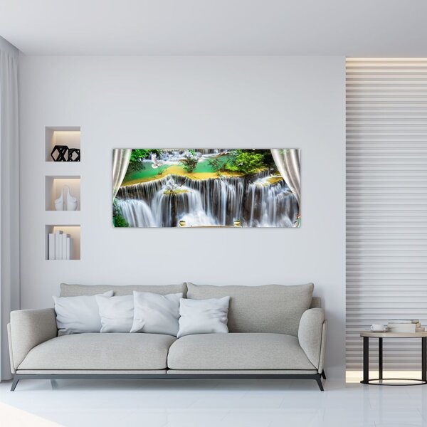 Tablou - Privire la cascade magice (120x50 cm)