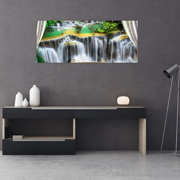 Tablou - Privire la cascade magice (120x50 cm)