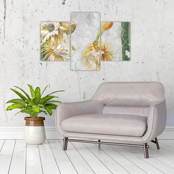 Tablou - Cactuși înfloriți, vintage (90x60 cm)