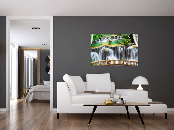 Tablou - Privire la cascade magice (90x60 cm)