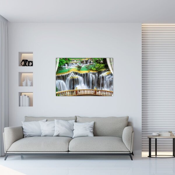 Tablou - Privire la cascade magice (90x60 cm)