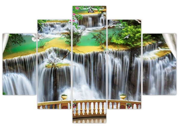 Tablou - Privire la cascade magice (150x105 cm)