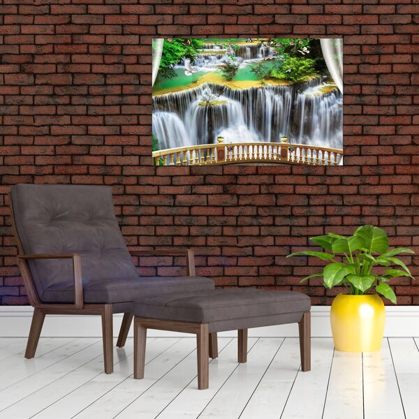 Tablou - Privire la cascade magice (90x60 cm)
