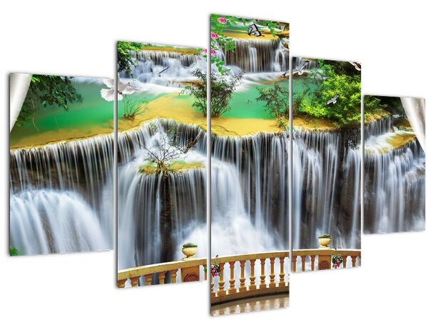 Tablou - Privire la cascade magice (150x105 cm)