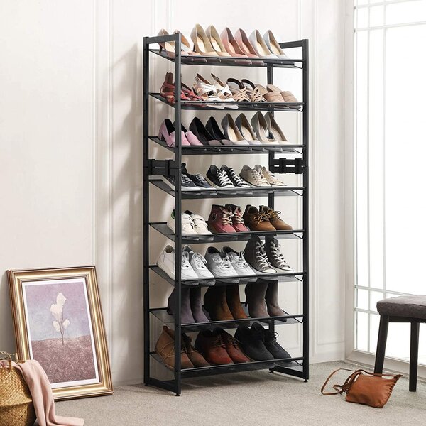 Suport pantofi, 5 polițe Model Armani, Negru, 74x30.5x103.8 cm