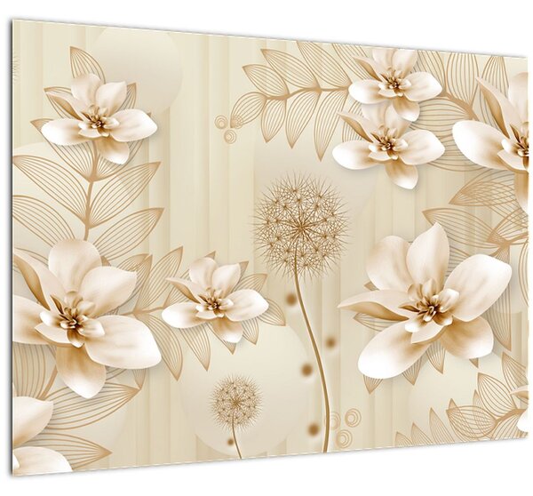 Tablou - Compoziție flori aurii (70x50 cm)