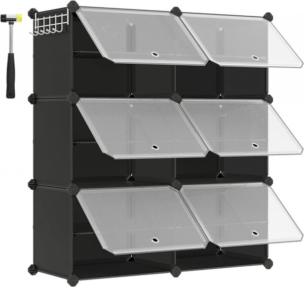 Dulap Pantofi Model Jazmine, Negru, 82x32x92 cm