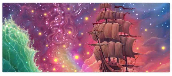 Tablou - Cerul spațial cu navă (120x50 cm)