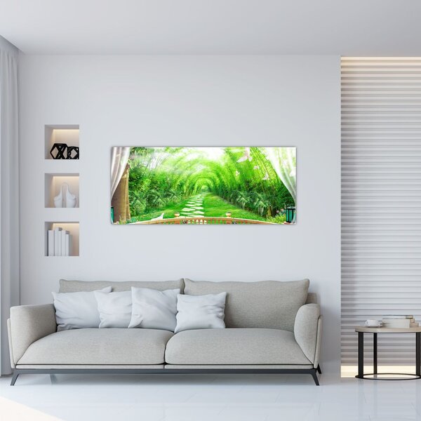Tablou - Privire la grădina tropicală (120x50 cm)