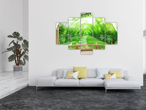 Tablou - Privire la grădina tropicală (150x105 cm)
