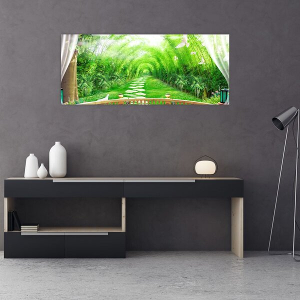 Tablou - Privire la grădina tropicală (120x50 cm)