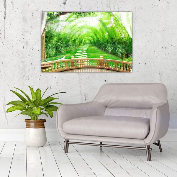 Tablou - Privire la grădina tropicală (90x60 cm)