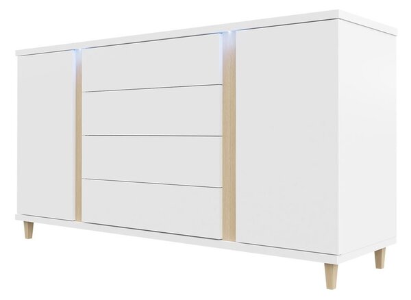Comodă Aurelius 180 AR04 (Alb + Alb lucios + furnir natural). 1058420