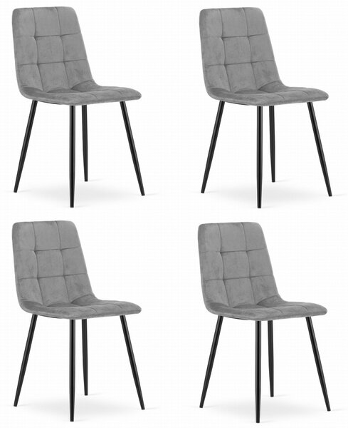 Set 4 Scaune Bucatarie/Dining Jacob Gri Deschis Catifea