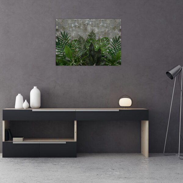 Tablou - Zid de beton cu plante (70x50 cm)