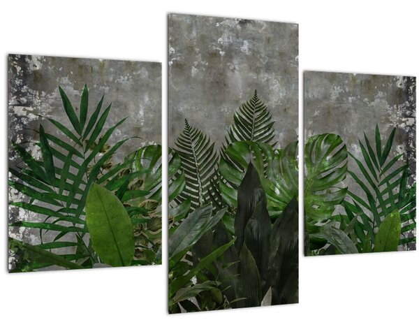 Tablou - Zid de beton cu plante (90x60 cm)