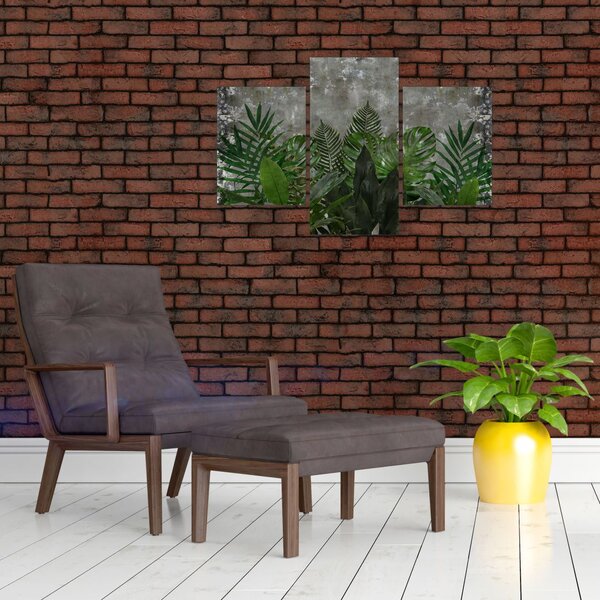 Tablou - Zid de beton cu plante (90x60 cm)