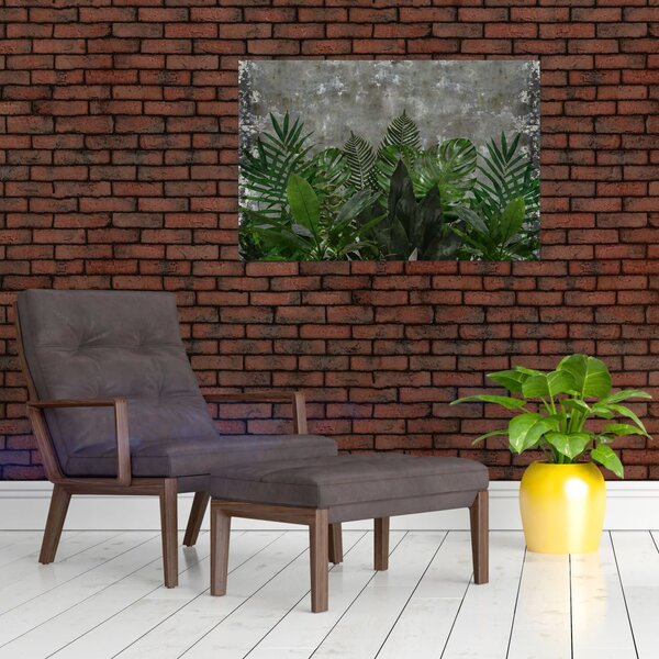 Tablou - Zid de beton cu plante (90x60 cm)