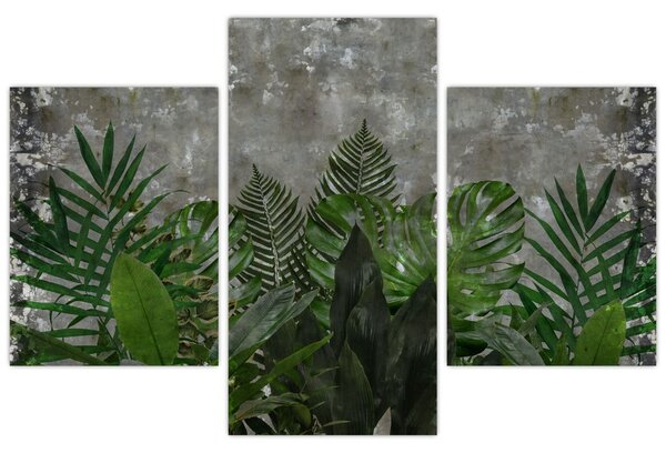 Tablou - Zid de beton cu plante (90x60 cm)