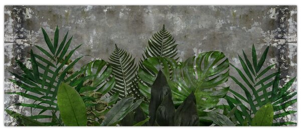 Tablou - Zid de beton cu plante (120x50 cm)