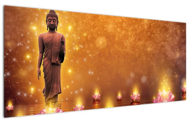 Tablou - Buddha în sclipici auriu (120x50 cm)