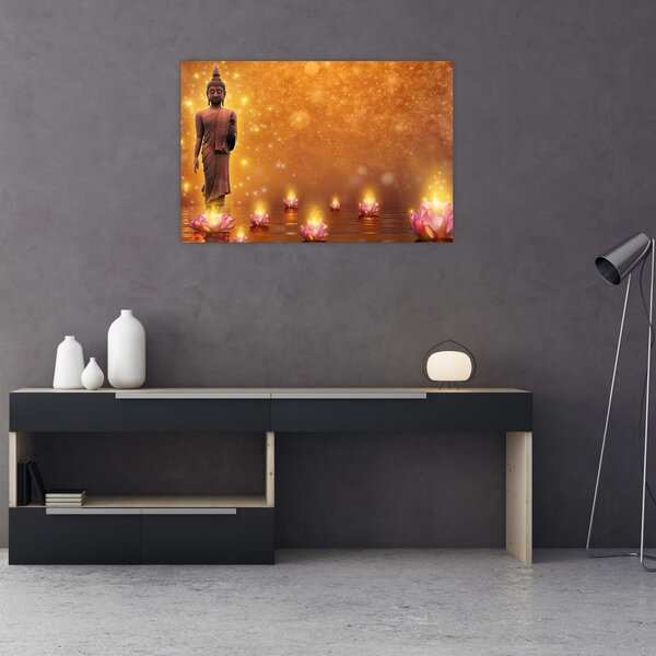 Tablou - Buddha în sclipici auriu (90x60 cm)