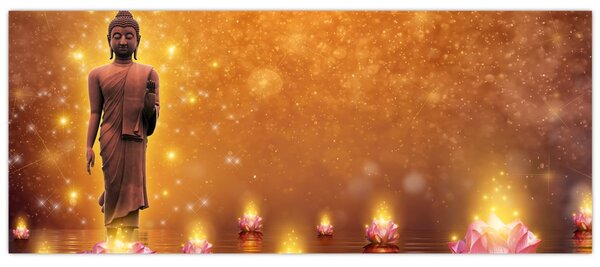 Tablou - Buddha în sclipici auriu (120x50 cm)