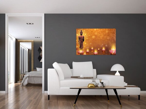 Tablou - Buddha în sclipici auriu (90x60 cm)
