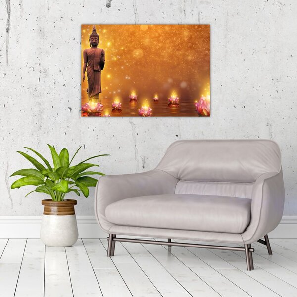 Tablou - Buddha în sclipici auriu (70x50 cm)