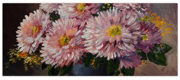 Tablou - Pictură în ulei, flori în vază (120x50 cm)