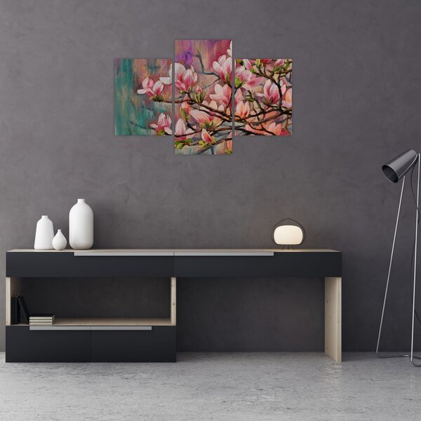Tablou - Pictură în ulei, Sakura în floare (90x60 cm)