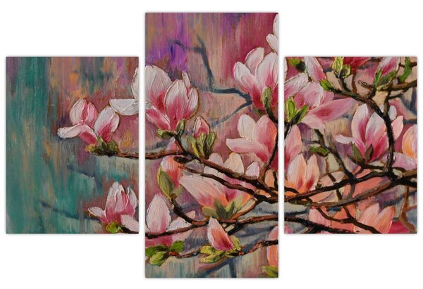 Tablou - Pictură în ulei, Sakura în floare (90x60 cm)