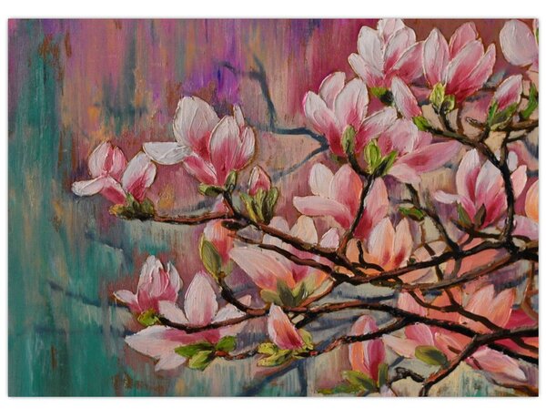 Tablou - Pictură în ulei, Sakura în floare (70x50 cm)