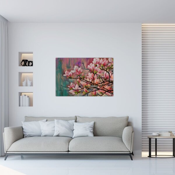 Tablou - Pictură în ulei, Sakura în floare (90x60 cm)