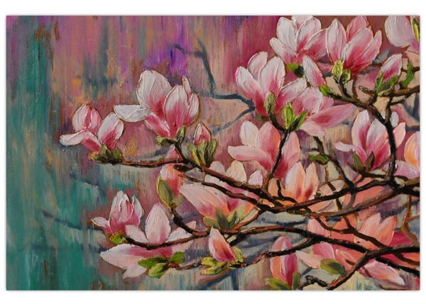 Tablou - Pictură în ulei, Sakura în floare (90x60 cm)