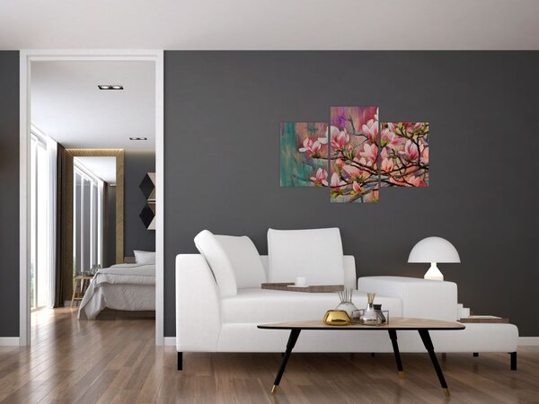 Tablou - Pictură în ulei, Sakura în floare (90x60 cm)