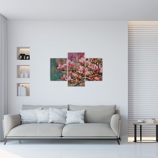 Tablou - Pictură în ulei, Sakura în floare (90x60 cm)