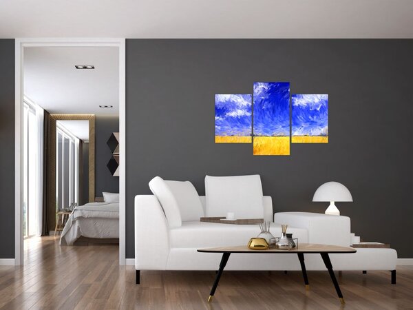 Tablou - Pictură în ulei, câmp auriu (90x60 cm)
