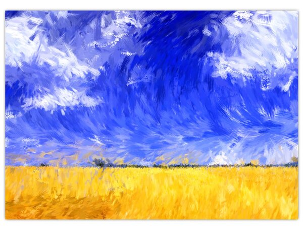 Tablou - Pictură în ulei, câmp auriu (70x50 cm)
