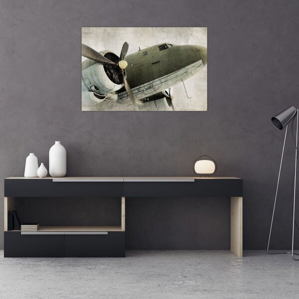 Tablou - Avion vechi cu elice (90x60 cm)